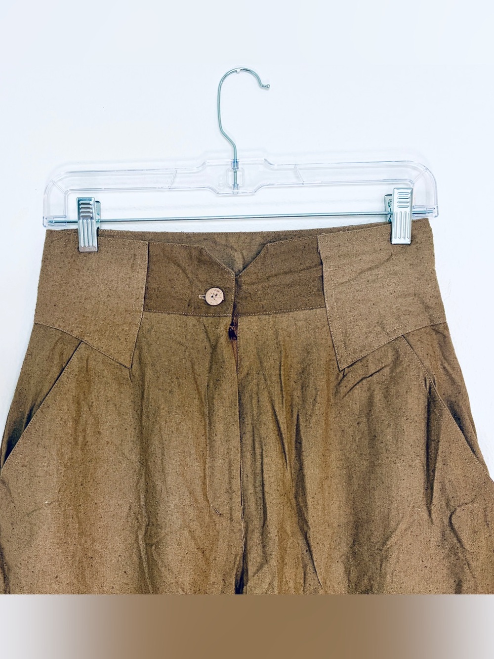 Vintage European 90’s Raw Silk, High-Waisted Wide-Leg Pants, size small - Picture 2 of 9